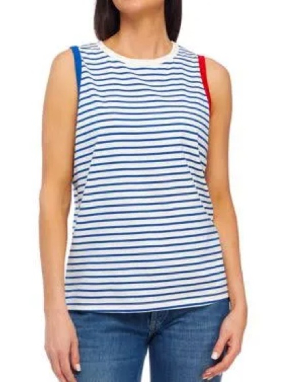 Philosophy Blue White Striped Americana Fourth of July Sleeveless Knit Tank Top